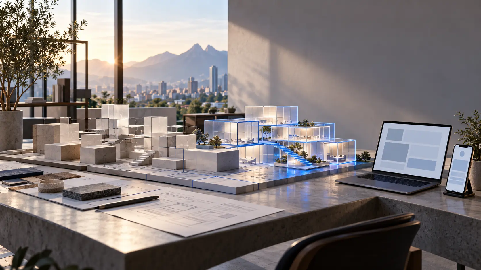 Modelo arquitectónico que representa la planeación y construcción de una página web profesional