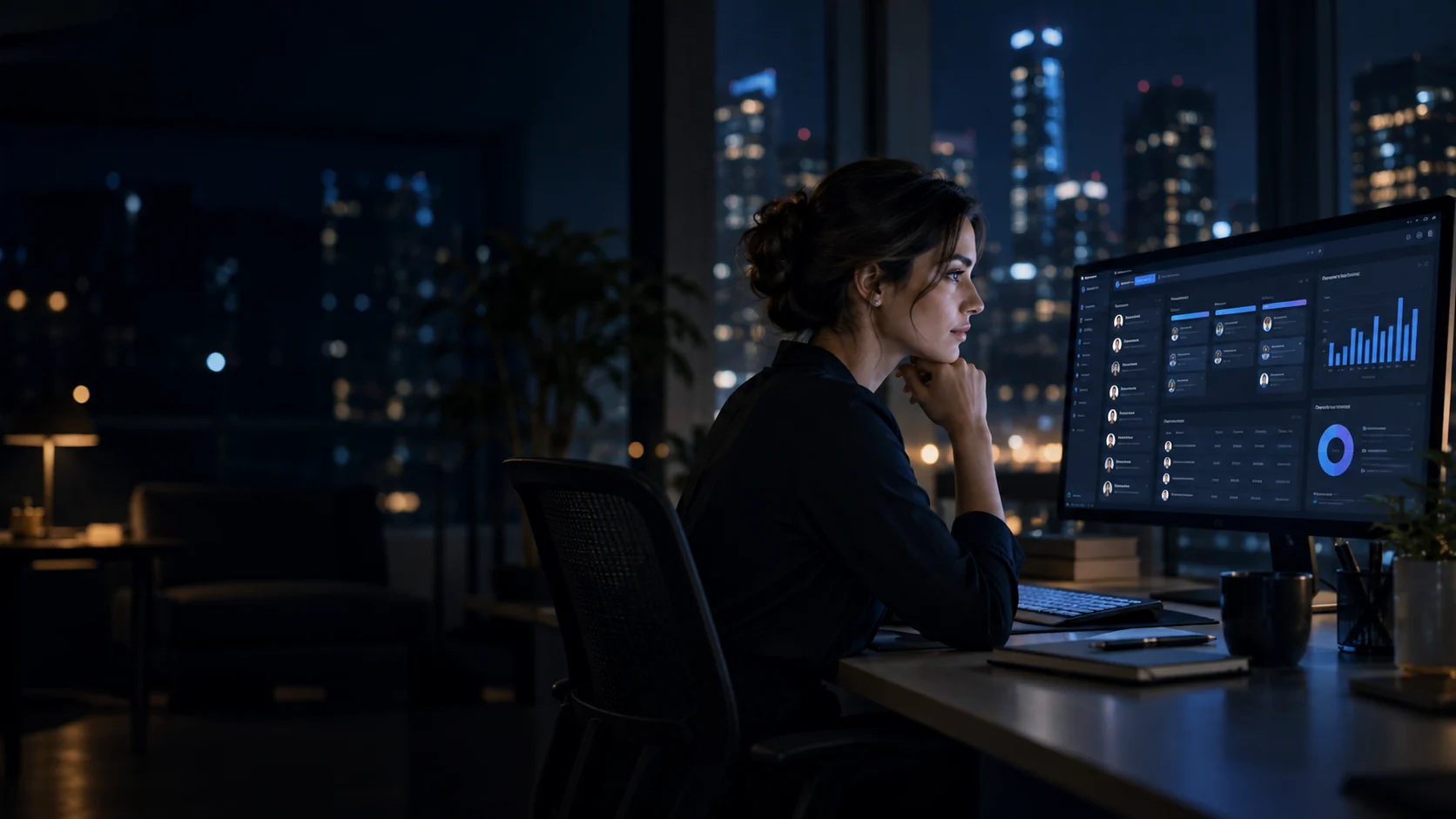 Profesional revisando clientes y tareas comerciales desde un CRM