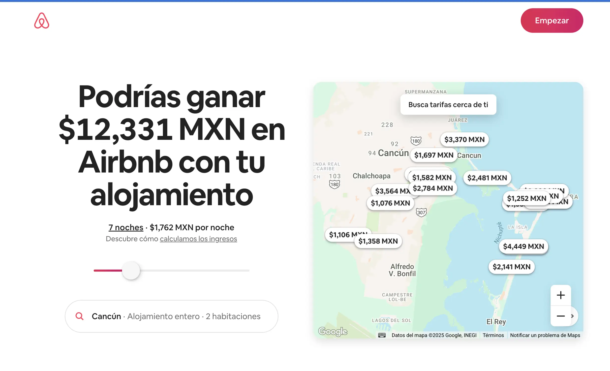 ejemplo de landing page de airbnb